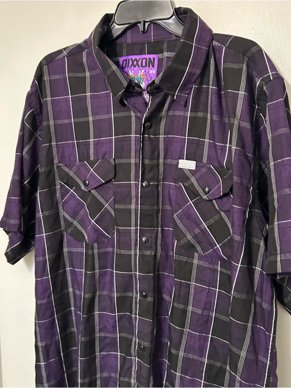 Dixxon Flannel Kingdom Pearl Snap Purple Black Plaid Bamboo Shirt XL EUC - Picture 4 of 8